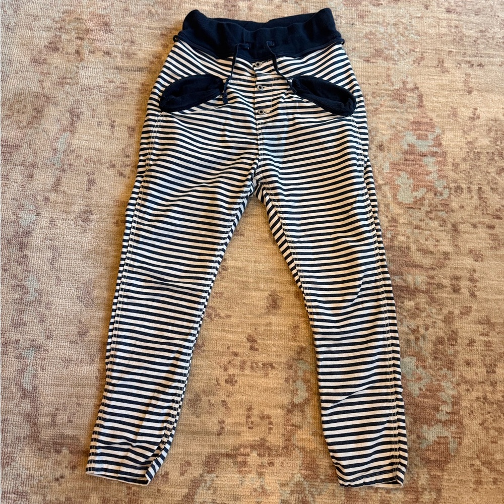 Kapital Navy and White Striped Sailor sweatpants